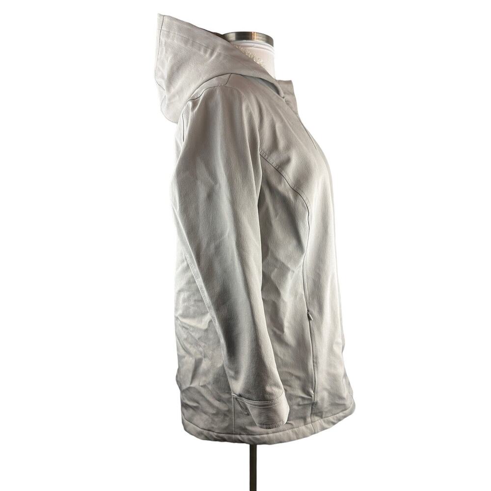 J. Jill Fit Sherpa Lined Full Zip Hooded Coat Beige Zip Pockets XL Cozy Warm EUC - Picture 8 of 16